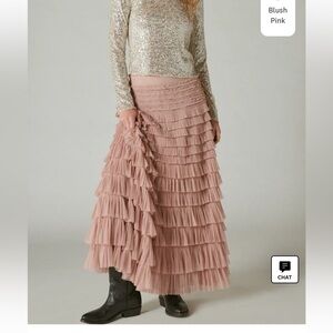 Elegant Blush Pink Tiered Skirt